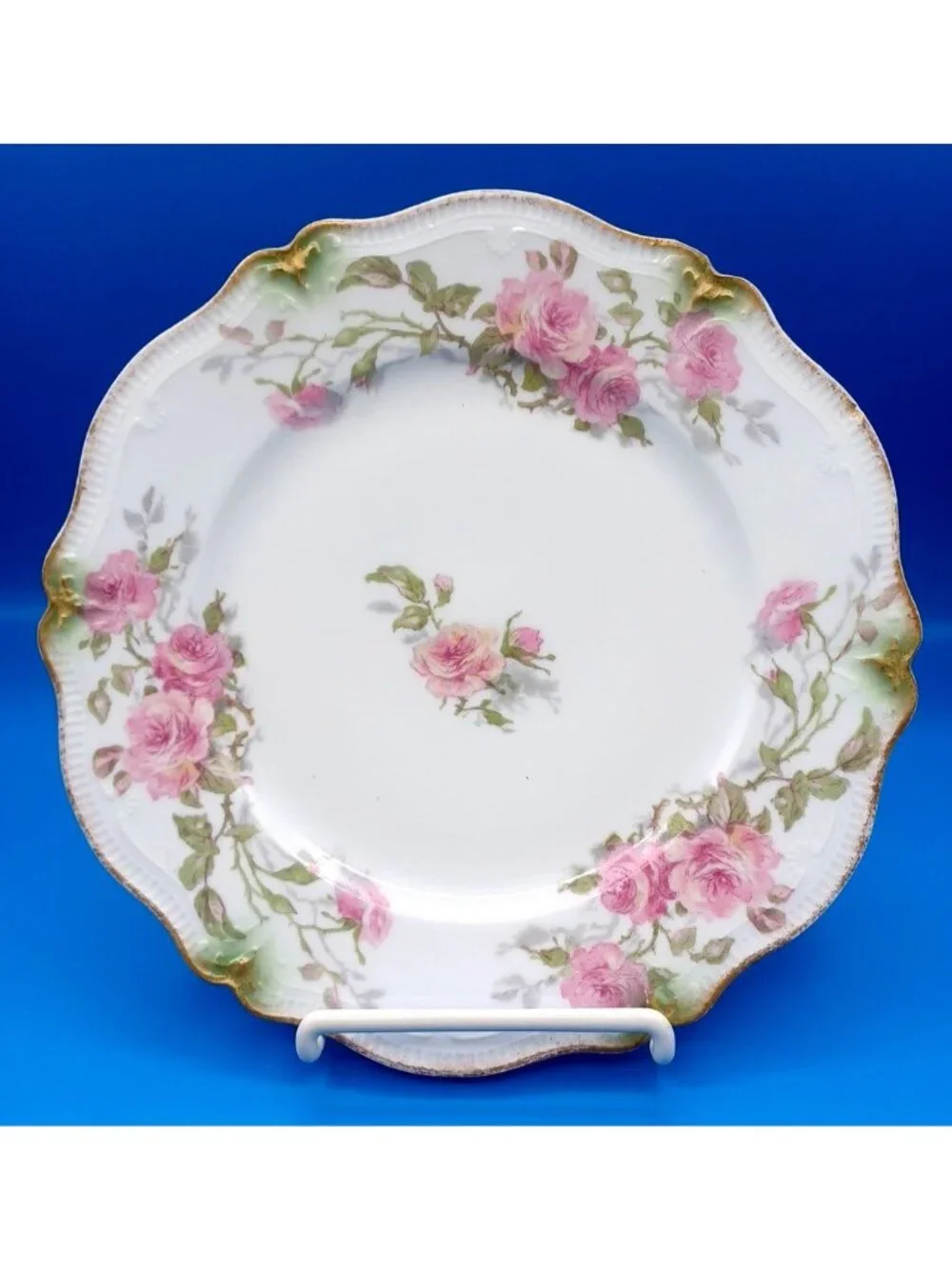9 Belle Epoch Antique GDA Haviland Limoges Rose Scalloped Luncheon Salad Plates